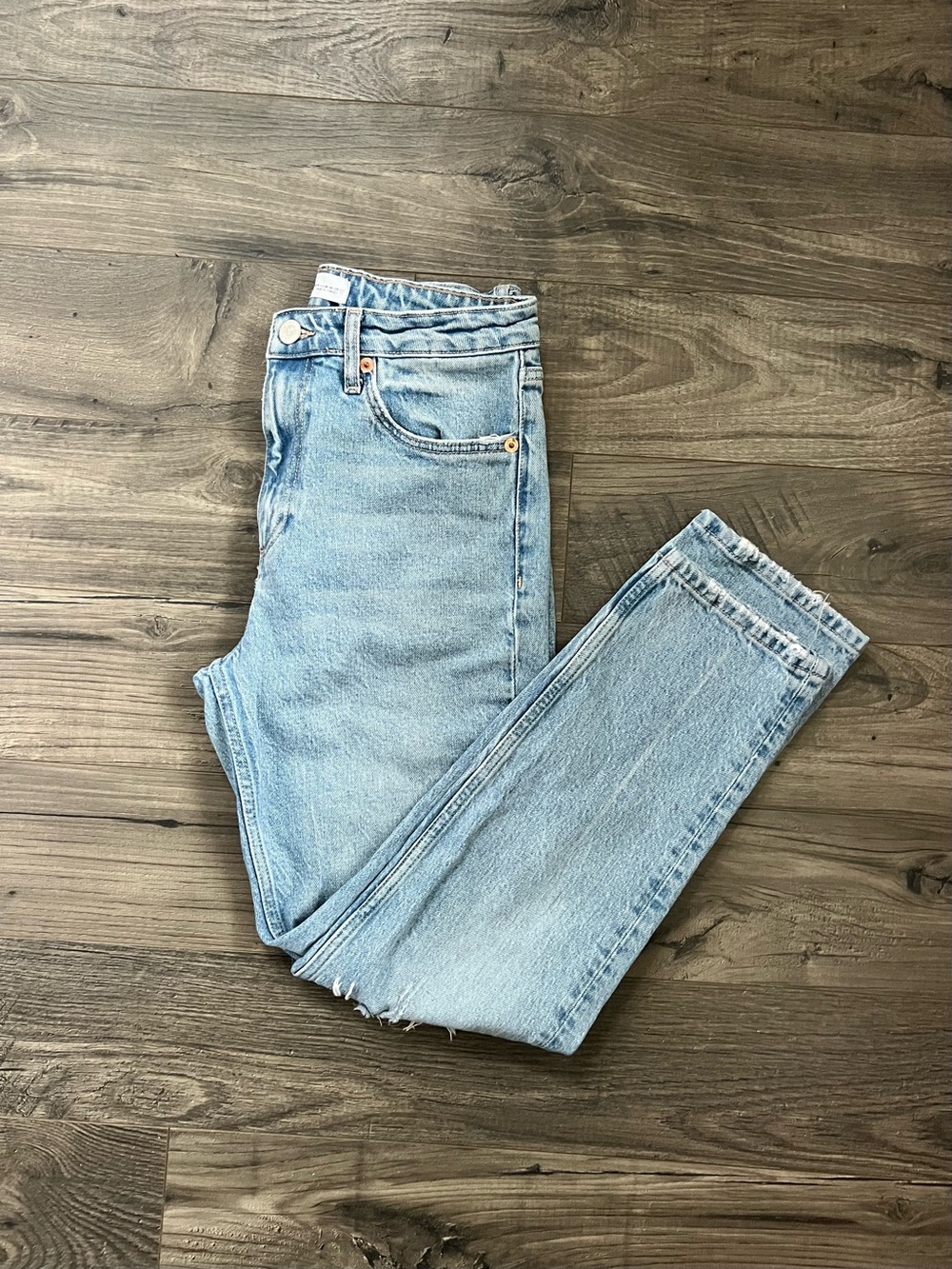 Zara Light Blue High-Rise Mom Jeans